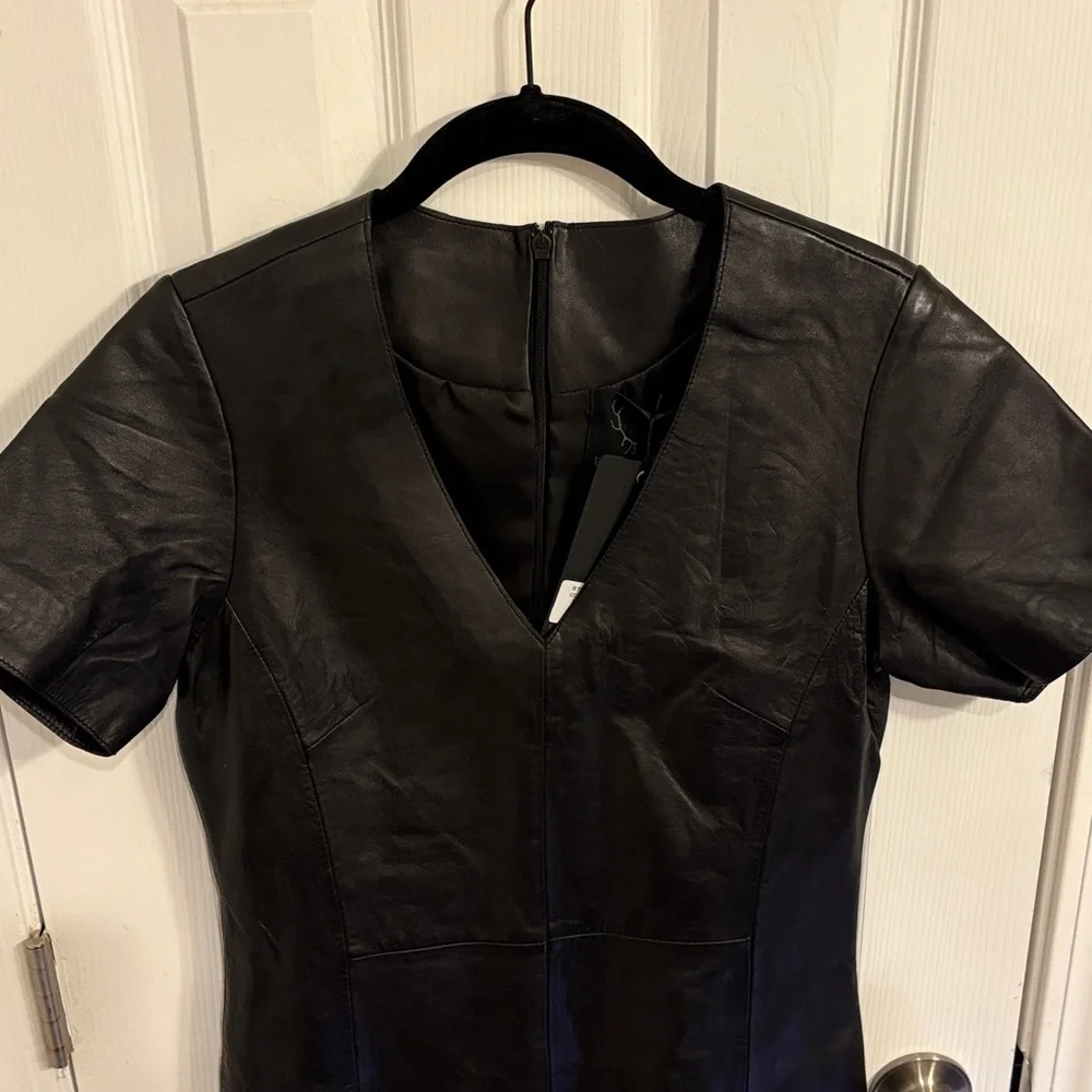 Bod & Christensen Leather Short Sleeve Fitted Dress - Picture 4 of 15